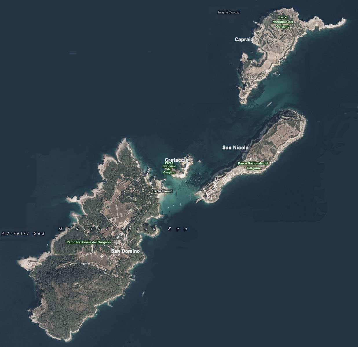 Tremiti islands map aerial